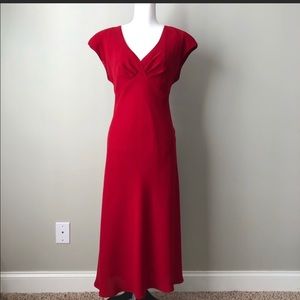 JONES NY | Red V-Neck Midi Cocktail Dress